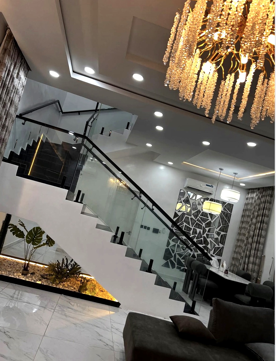 Staircase & Chandelier